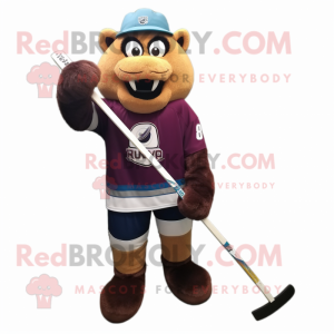 nan Ice Hockey Stick mascot costume character dressed with a Corduroy Pants and Watches