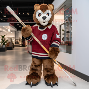 nan Ice Hockey Stick mascot costume character dressed with a Corduroy Pants and Watches