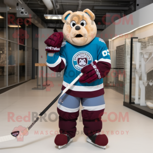 nan Ice Hockey Stick mascot costume character dressed with a Corduroy Pants and Watches
