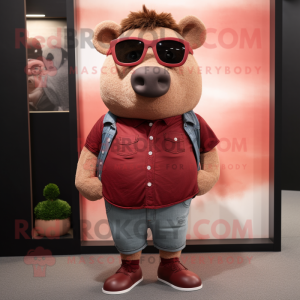 Maroon Sow mascotte kostuum...