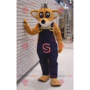 Orange and white fox mascot in overalls - Redbrokoly.com