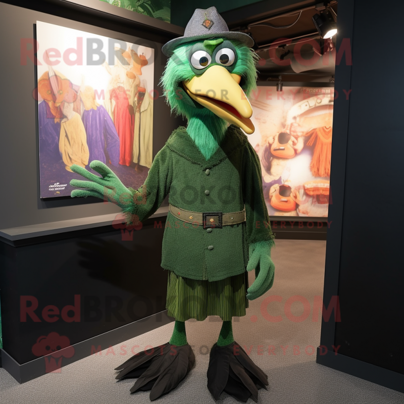 Green Crow mascot costume character dressed with a Corduroy Pants and Bracelets Green Crow mascot costume character dressed with a Corduroy Pants and Bracelets