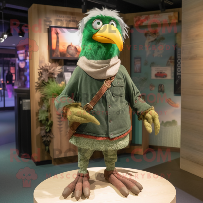 Green Crow mascot costume character dressed with a Corduroy Pants and Bracelets Green Crow mascot costume character dressed with a Corduroy Pants and Bracelets