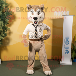 Beige Wolf mascotte kostuum...