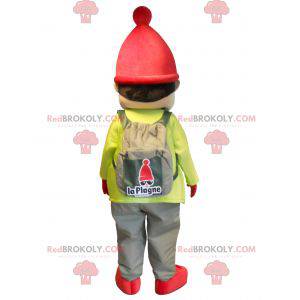Kleine jongen mascotte gekleed in ski-outfit - Redbrokoly.com