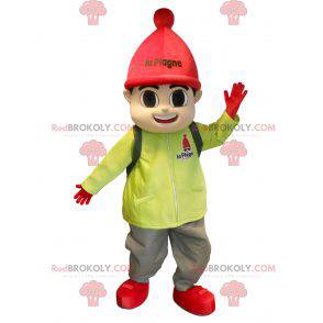 Kleine jongen mascotte gekleed in ski-outfit - Redbrokoly.com