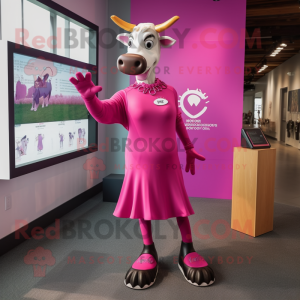 Magenta Jersey Cow maskot...