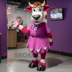 Magenta Jersey Cow maskot...