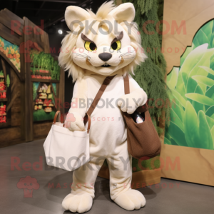 Cream Lynx maskot kostume...