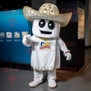 White Nachos mascot costume character dressed with a Mom Jeans and Hat pins