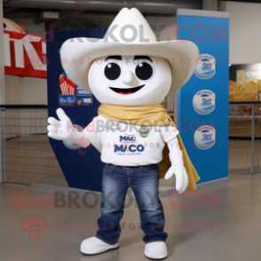 White Nachos mascot costume character dressed with a Mom Jeans and Hat pins
