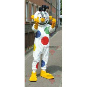 Maskot bílý sněhulák s puntíky klaun - Redbrokoly.com