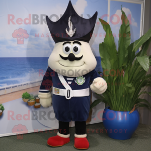 Navy Onion mascot costume character dressed with a Rash Guard and Suspenders