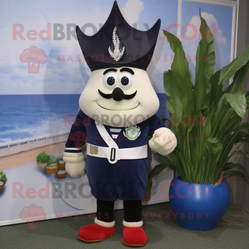 Navy Onion mascot costume character dressed with a Rash Guard and Suspenders Navy Onion mascot costume character dressed with a Rash Guard and Suspenders