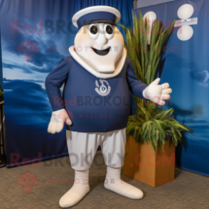 Navy Onion mascot costume character dressed with a Rash Guard and Suspenders