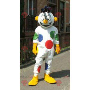 Vit snögubbe maskot med clown prickar - Redbrokoly.com
