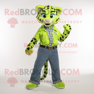 Limegrønn Cheetah maskot...