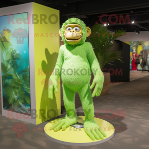 Lime Green Chimpanzee mascot costume character dressed with a One-Piece Swimsuit and Wraps