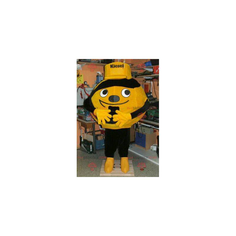 Mascote bola amarela ou laranja e preta - Redbrokoly.com