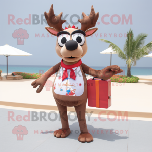 nan Reindeer mascot costume character dressed with a Bikini and Clutch bags