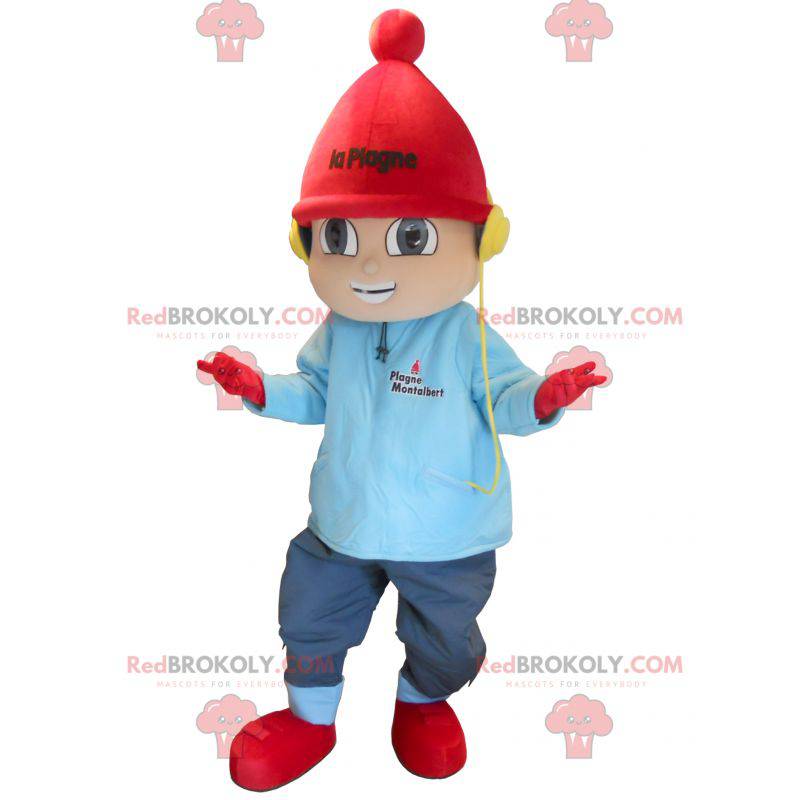 Little boy mascot on winter vacation - Redbrokoly.com