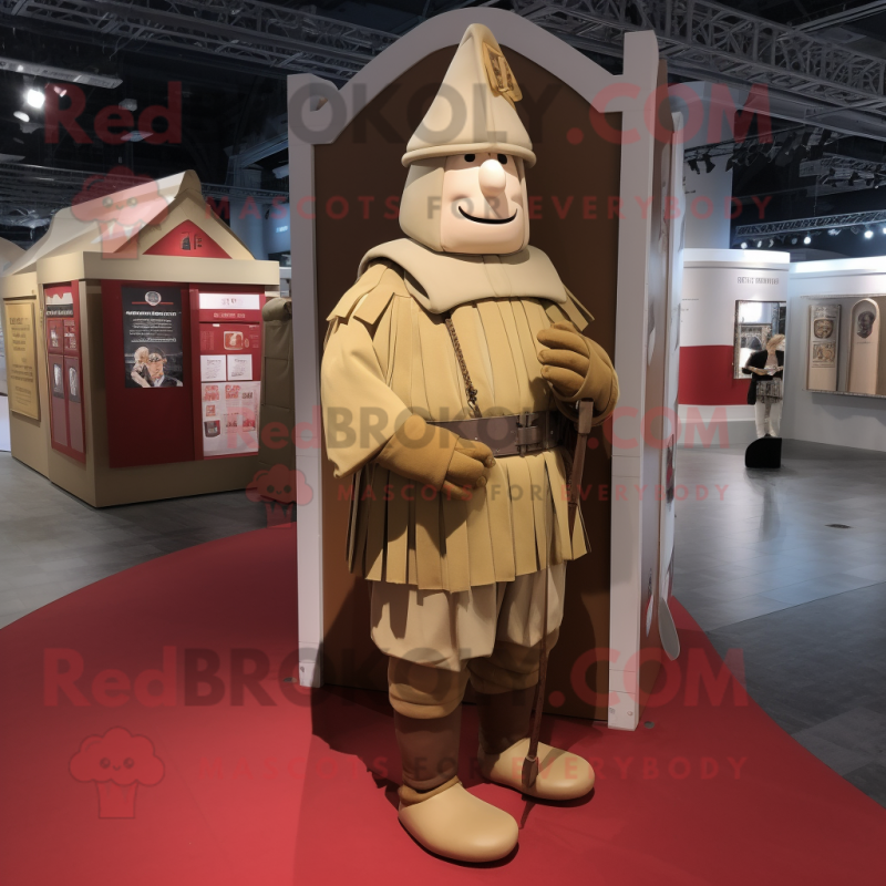 Beige Swiss Guard mascot costume character dressed with a Cargo Pants and Keychains