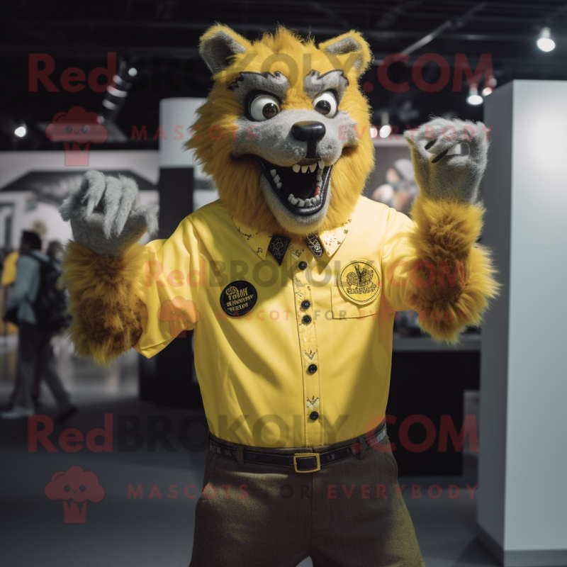 Personaggio del costume della mascotte del lupo mannaro giallo