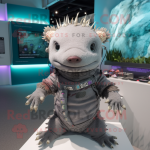 Grå Axolotls maskot kostume...