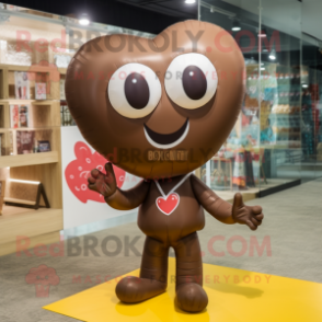 Brown Heart Shaped Balloons mascot costume character dressed with a Jeggings and Shoe clips