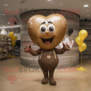 Brown Heart Shaped Balloons mascot costume character dressed with a Jeggings and Shoe clips