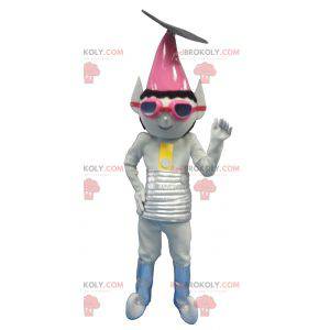 Mascotte troll extraterrestre grigio metallizzato -