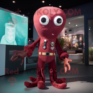 Maroon Octopus maskot...