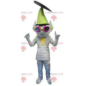 Metallic gray extraterrestrial troll mascot - Redbrokoly.com