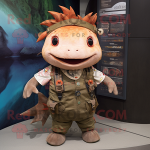 Rust Axolotls mascot costume character dressed with a Cargo Pants and Keychains