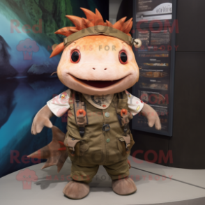 Rust Axolotls mascot costume character dressed with a Cargo Pants and Keychains