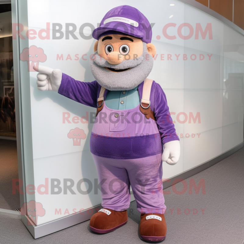 Lavender Wrist Watch mascot costume character dressed with a Corduroy Pants and Caps Lavender Wrist Watch mascot costume character dressed with a Corduroy Pants and Caps