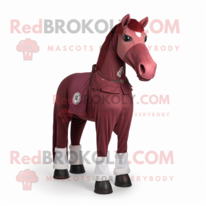 Maroon Horse mascot costume character dressed with a Trousers and Belts