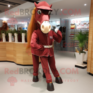 Maroon Horse maskot kostume...