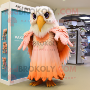 Peach Harpy mascot costume character dressed with a Swimwear and Shawls