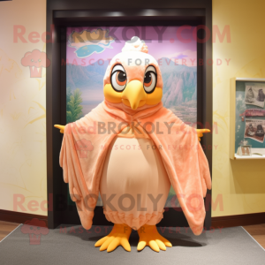 Peach Harpy mascot costume character dressed with a Swimwear and Shawls