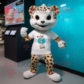 nan Leopard mascot costume character dressed with a Shorts and Smartwatches