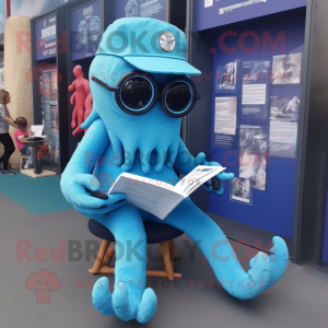 Blauw Kraken mascotte...