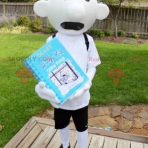 Mascotte de bonhomme blanc d'écolier d'enfant - Redbrokoly.com