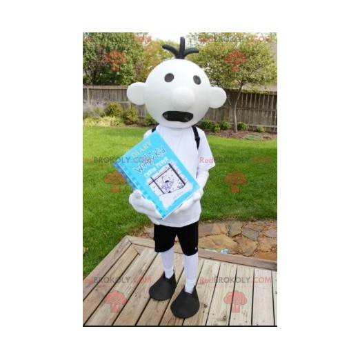 Child schoolboy white snowman mascot - Redbrokoly.com