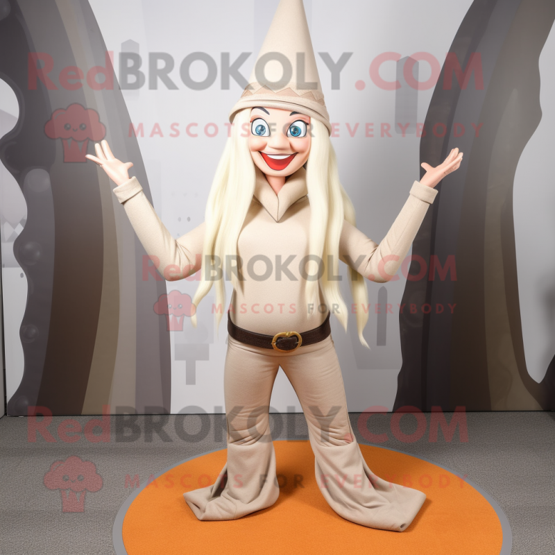 Beige Witch mascot costume character dressed with a Yoga Pants and Headbands Beige Witch mascot costume character dressed with a Yoga Pants and Headbands