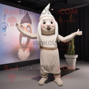 Beige hekse maskot kostume...