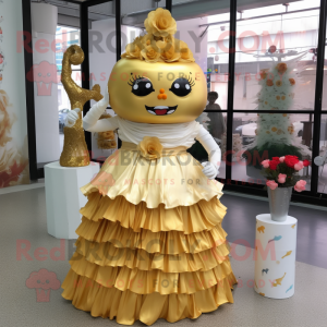 Guld bröllopstårta maskot...