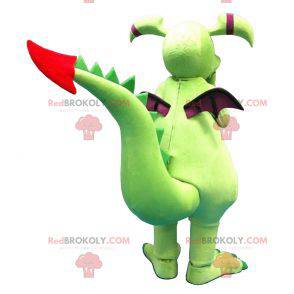 Mascotte de dragon vert et violet - Redbrokoly.com