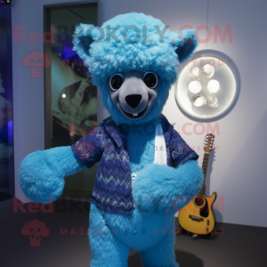 Blauw alpaca mascotte...