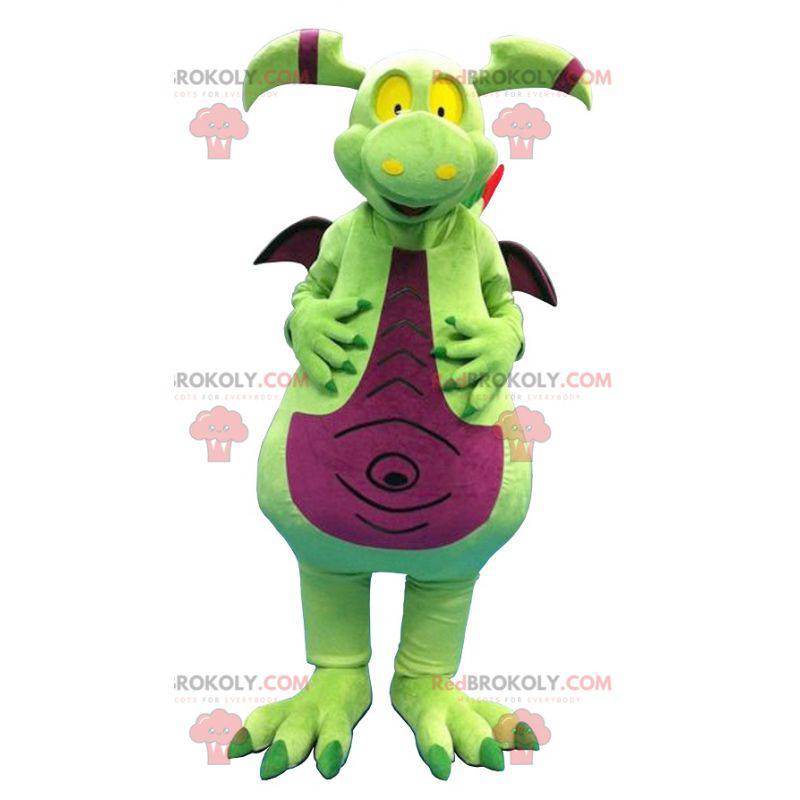 Zelený a fialový drak maskot - Redbrokoly.com Zelený a fialový drak maskot - Redbrokoly.com